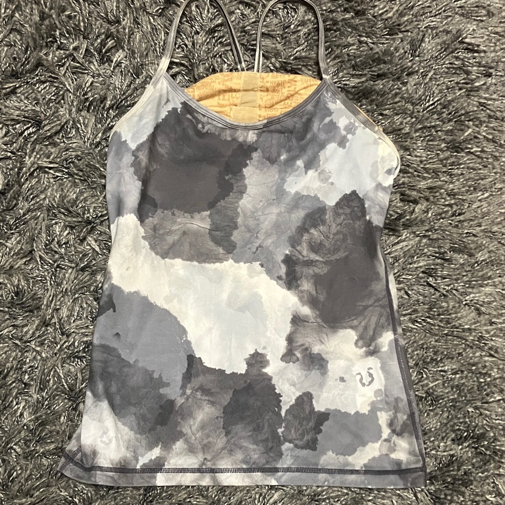 lululemon athletica Gray and White Tank Top